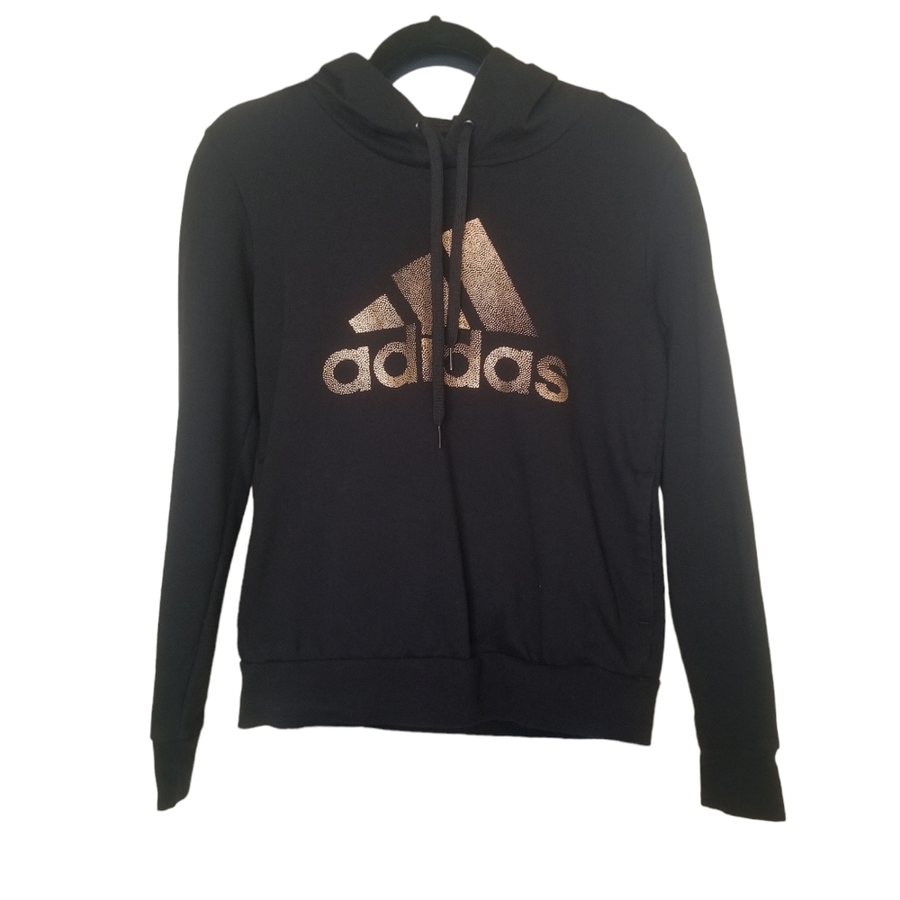 Adidas Women's Hoodie Sweatshirt Rose Gold Logo Size Small